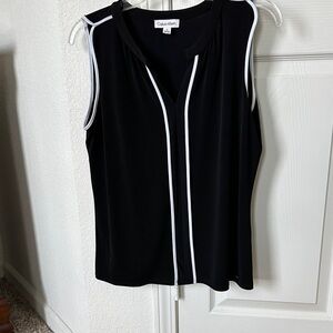 Calvin Klein Black and White Sleeveless Blouse